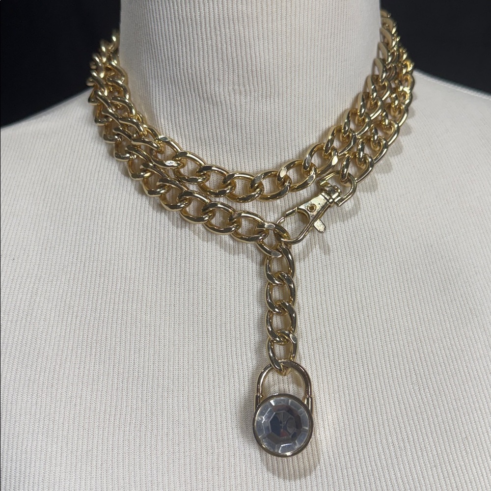 Michael Kors Gold Chain Belt, Lg Rhinestone Latch - Rare